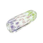 Inside Out Double Blown Purple Pink Green Dot Rectangle Glass Hand Pipe