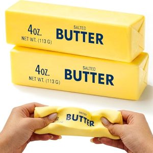 2 PCS Slow Rising Butter Squishy Toys, Soft Squeeze Stress Relief for Office and Home, Sensory Fidget for Anxiety Relief and Focus, Yellow