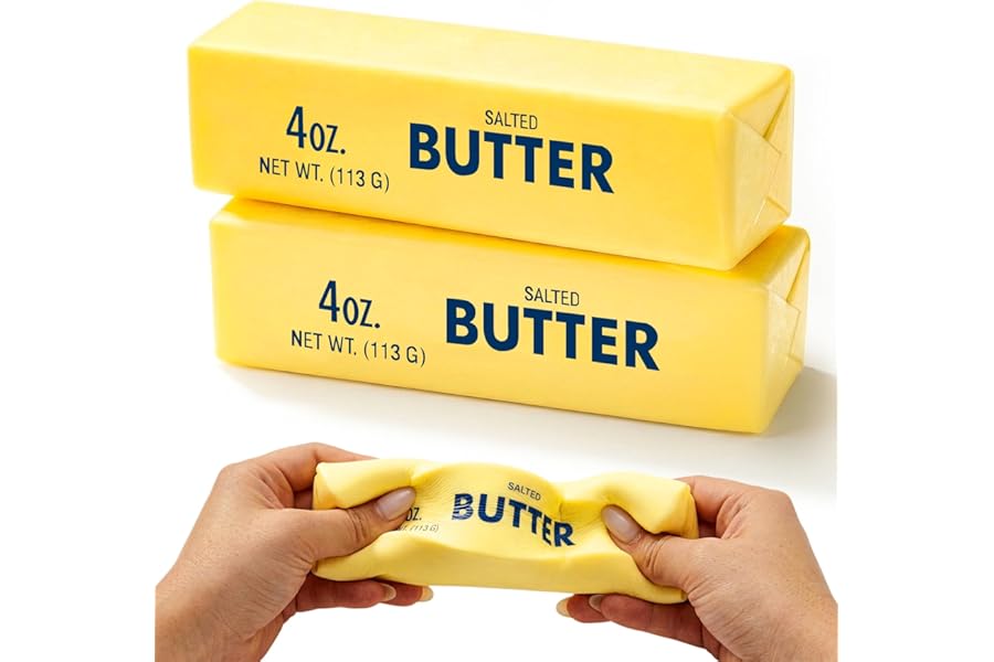 2 PCS Slow Rising Butter Squishy Toys, Soft Squeeze Stress Relief for Office and Home, Sensory Fidget for Anxiety Relief and Focus, Yellow