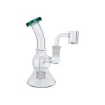 Glass Mini Dab Rig With Color Lip Dark Green