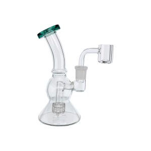 Glass Mini Dab Rig With Color Lip Dark Green