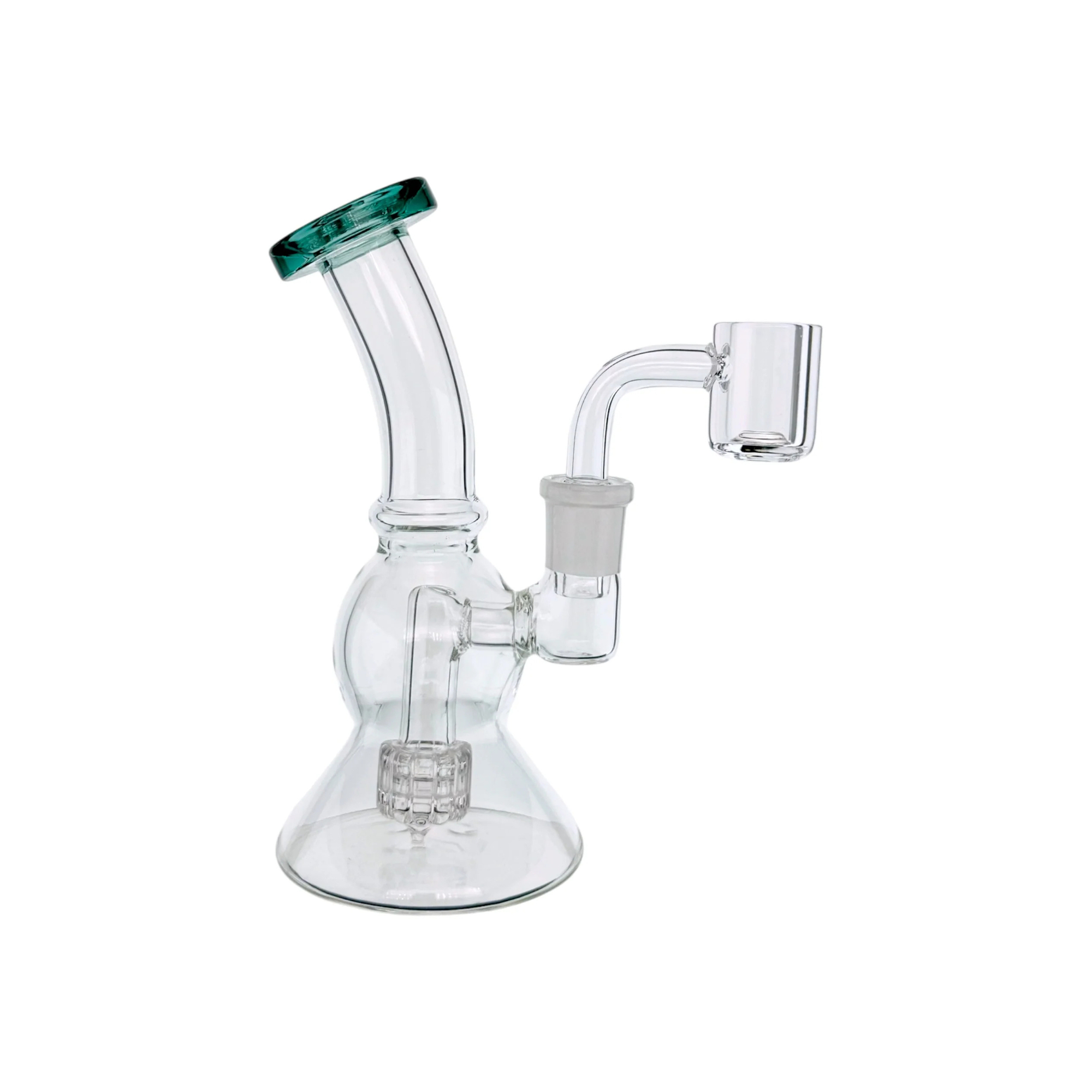 Glass Mini Dab Rig With Color Lip Dark Green