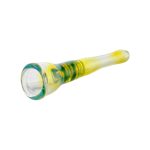 Glass Chillum Pipe - Yellow Silver Fuming With Green Wrap