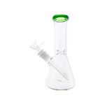 8 Inch Clear Beaker Bong With Green Color Lip