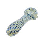 Glass Hand Pipe Blue Latticino Twist