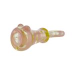 Glass Chillum Pipe - Pink Twirl Over Light Green Glass