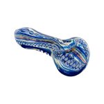 Glass Hand Pipe Blue Inside Out With Rasta Dichro