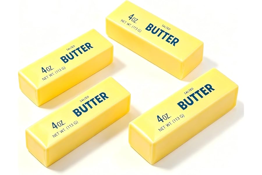 4 Pack Butter Squishy Toy, Super Soft Slow Rising Squeeze Toys, Stress Relief Sensory Fidget Butter Shape for Kids & Adults, Anxiety Releasing Squishies for Party Favors, Classroom Prizes