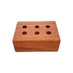 6 Hole Wood Display Stand Holder For 14mm Bong Bowl Pieces Or Quartz Bangers - Mahogany Block
