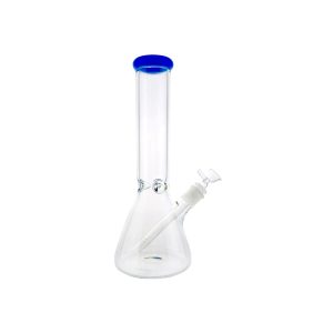 Clear Beaker Bong With Blue Color Lip 12 Inch