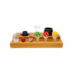 Multi Hole Wood Dab Station And Display Stand Holder For 10mm And 14mm Bong Bowl Pieces Or Quartz Bangers - Mahogany