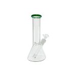 8 Inch Clear Beaker Bong With Jade Green Color Lip