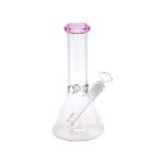 8 Inch Clear Beaker Bong With Pink Color Lip