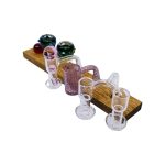 5 Hole Wood Display Stand Holder For 14mm Bong Bowl Pieces Or Quartz Bangers - White Oak