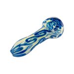 Color Changing Glass Hand Pipe With Blue Linework
