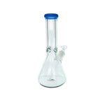 9mm Thick Clear Beaker Water Pipe Bong With Periwinkle Mouthpiece 12 Inch