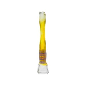 Glass Chillum Pipe - Yellow Silver Fuming With Purple Wrap