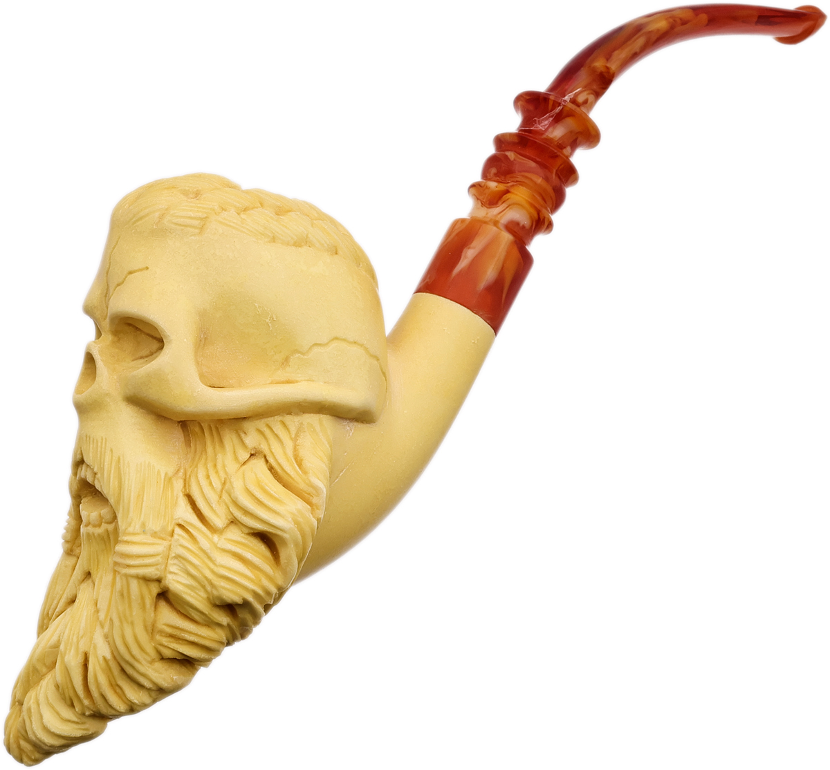 AKB Meerschaum Carved Viking Skull (Ali) (with Case)