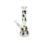Clear Beaker Glass Bong With Rainbow Lady Bugs 10 Inch