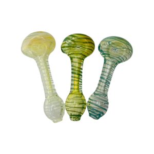 Glass Hand Pipe - Small Narrow Neck Spoon Pipe With Color Spiral Twist