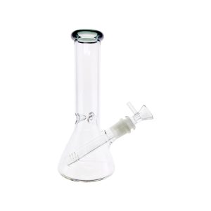 8 Inch Clear Beaker Bong With Shadow Black Color Lip