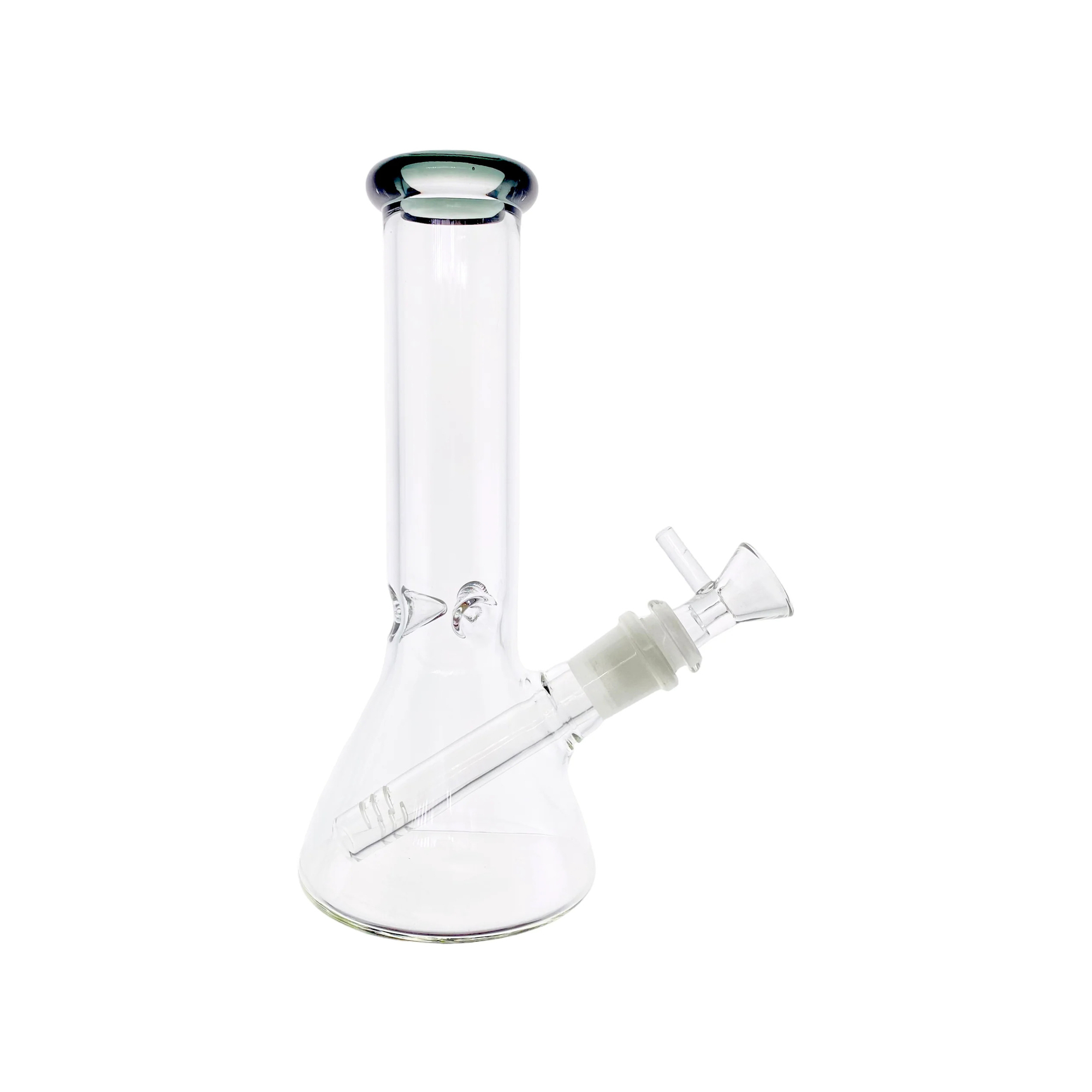 8 Inch Clear Beaker Bong With Shadow Black Color Lip