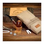 DiffLite's Tobacco Pipe with Waxed Canvas Pipe Roll, Handmade Wood Smoking Pipe with Ultimate Beginner Guide E-Book, Travel Tobacco Pouch - Smoking Gift Set and Accessories