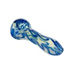 Color Changing Glass Hand Pipe With Blue Linework