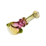 Pink And Yellow Inside Out Glass Hand Pipe With Green Carb