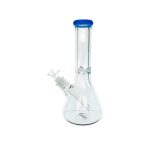 9mm Thick Clear Beaker Water Pipe Bong With Periwinkle Mouthpiece 12 Inch