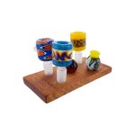 5 Hole Wood Display Stand Holder For 14mm Bong Bowl Pieces Or Quartz Bangers - Mahogany
