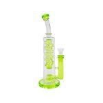 difflite - Green Large Straight Fab Bong Dab Rig With Seed Of Life Perc
