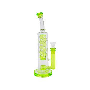 difflite - Green Large Straight Fab Bong Dab Rig With Seed Of Life Perc