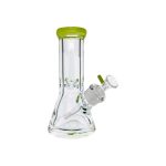 8 Inch Extra Extra Thick Clear Glass Bong With Slyme Green Mouthpiece