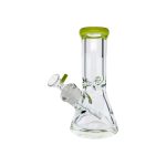 8 Inch Extra Extra Thick Clear Glass Bong With Slyme Green Mouthpiece