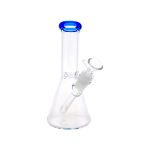 8 Inch Clear Beaker Bong With Blue Color Lip