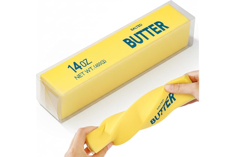 Big Butter Squishy Slow Rising Squeeze Toy, Giant Soft Stretchy Butter Stick Squishy, Food Squishy Stress Relief Toy, Sensory Fidget Toy for Anxiety Relief, Party Favor Gift (Jumbo Yellow Butter)