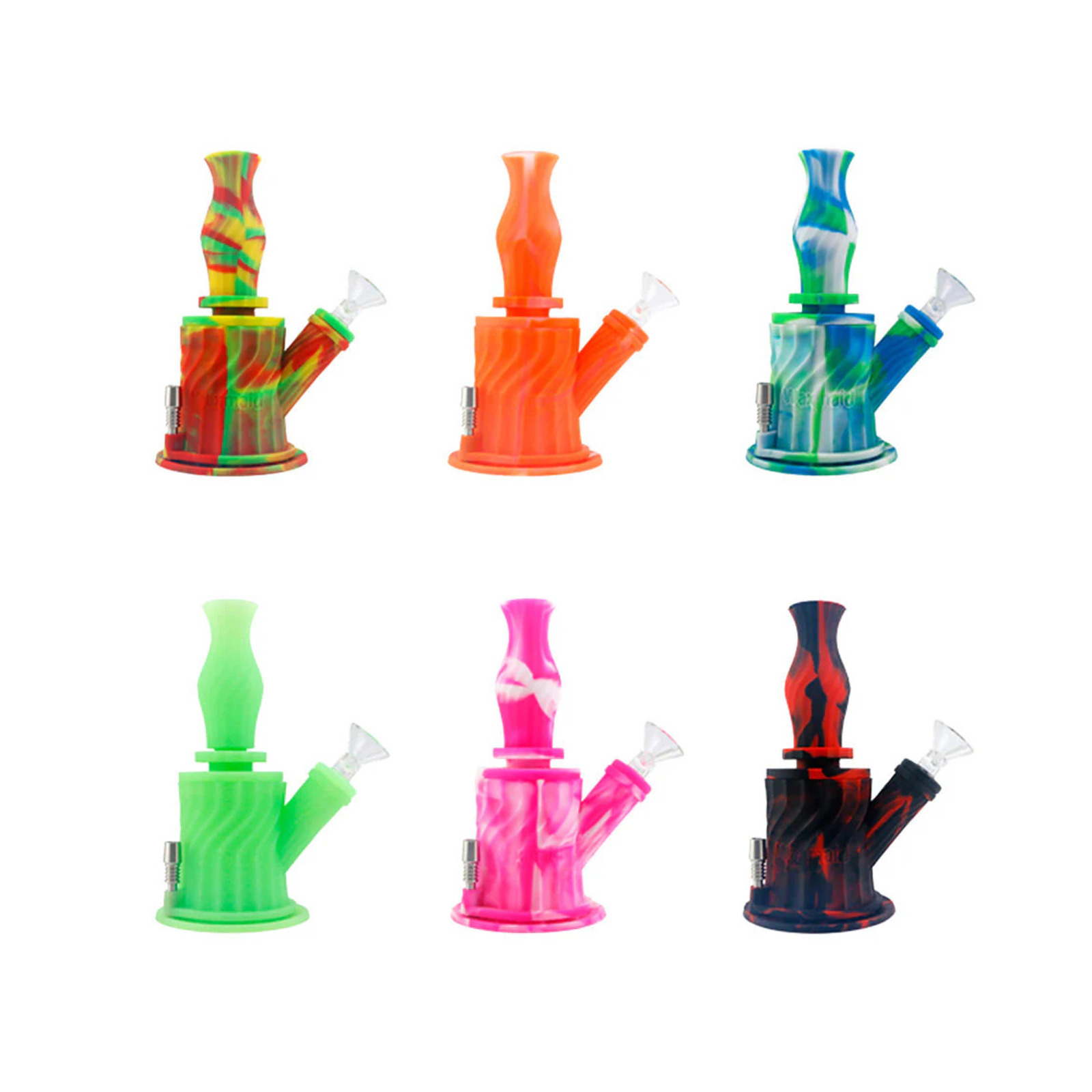 Silicone 3 in 1 Water Pipe - 7" / 14mm F / Colors Vary