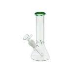 8 Inch Clear Beaker Bong With Jade Green Color Lip