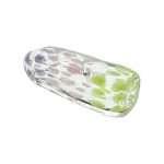 Inside Out Double Blown Purple Pink Green Dot Rectangle Glass Hand Pipe