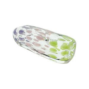 Inside Out Double Blown Purple Pink Green Dot Rectangle Glass Hand Pipe