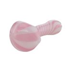 Pink And White Twist Glass Hand Pipe