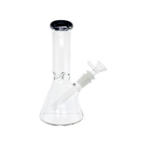 8 Inch Clear Beaker Bong With Black Color Lip