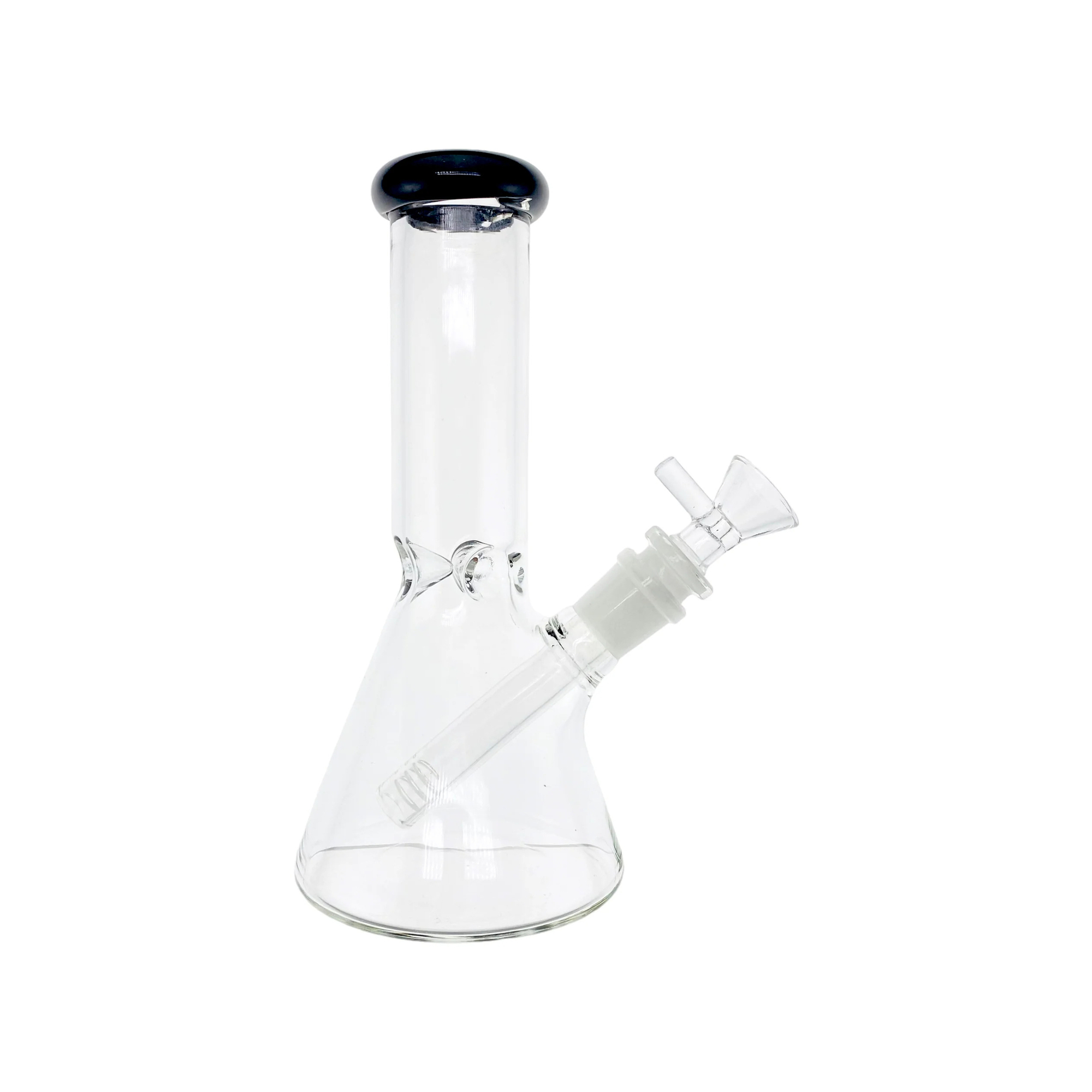 8 Inch Clear Beaker Bong With Black Color Lip