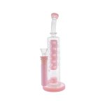 difflite - Pink Large Straight Fab Bong Dab Rig With Seed Of Life Perc