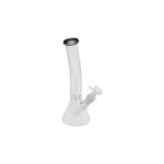 Clear Beaker Glass Water Pipe Bong With Bent Neck And Shadow Black Mouthpiece