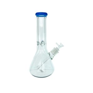 9mm Thick Clear Beaker Water Pipe Bong With Periwinkle Mouthpiece 12 Inch