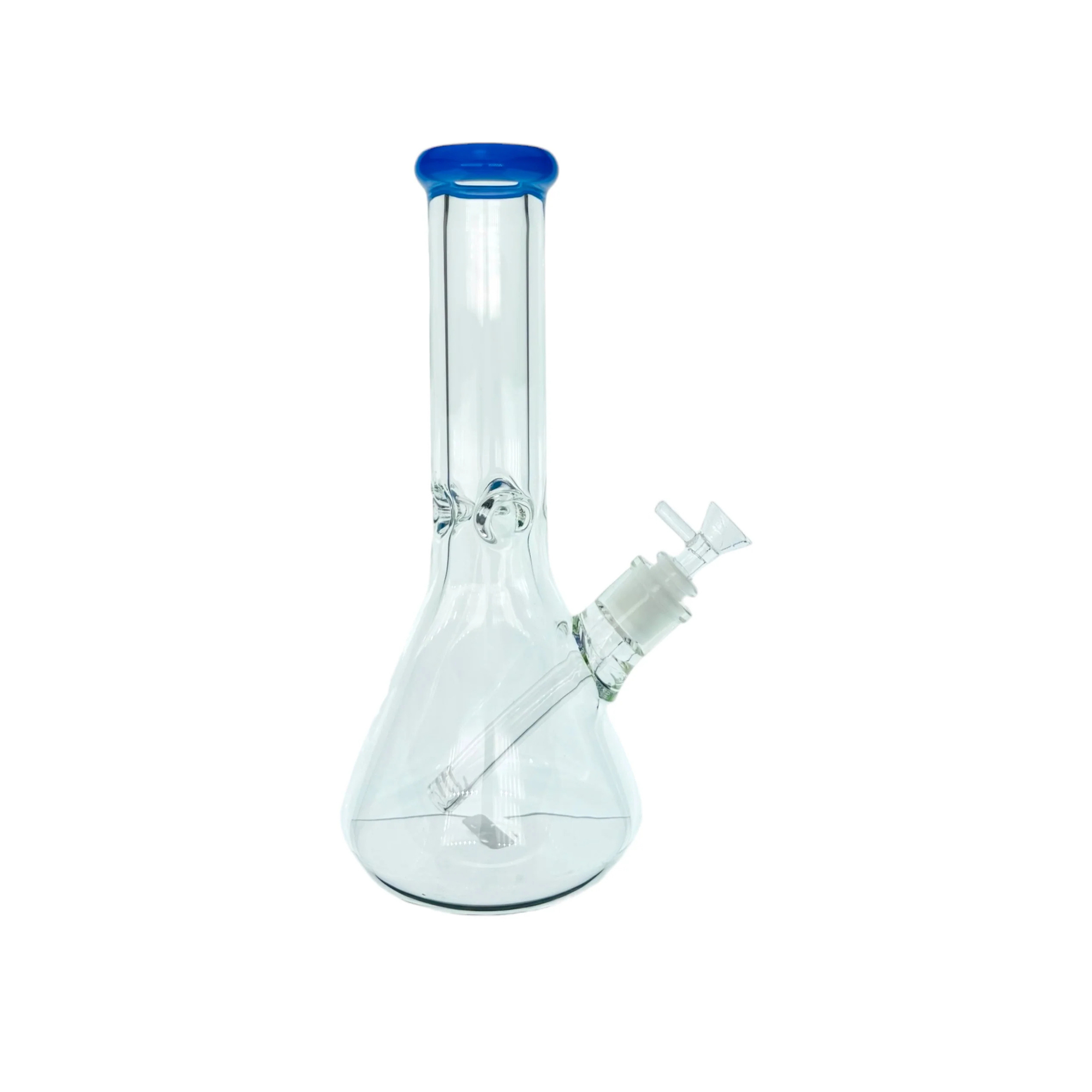 9mm Thick Clear Beaker Water Pipe Bong With Periwinkle Mouthpiece 12 Inch
