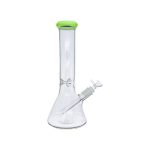 Clear Beaker Bong With Slyme Green Mouth Piece 12 Inch
