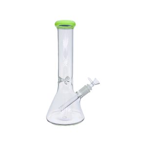 Clear Beaker Bong With Slyme Green Mouth Piece 12 Inch